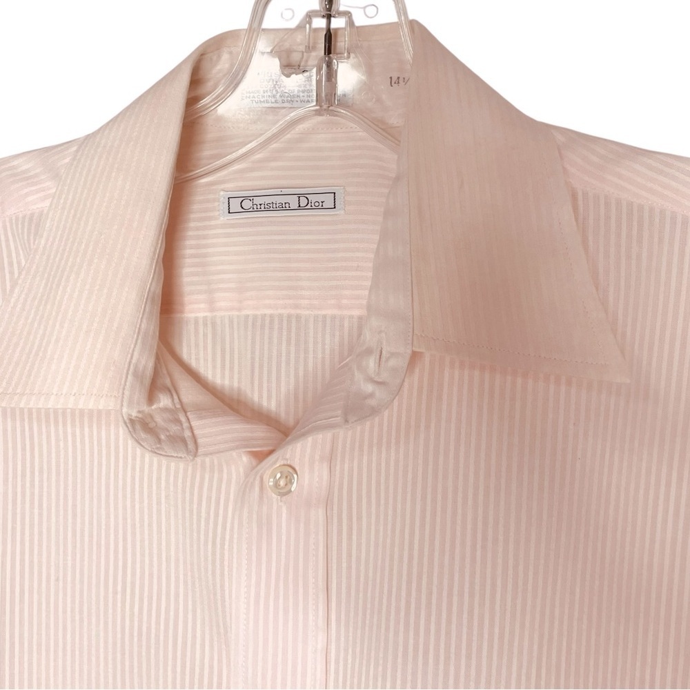 Christian Dior Pink Striped Dress Shirt Men’s 14.5 32/33 Long Sleeve Vintage USA - Picture 5 of 16
